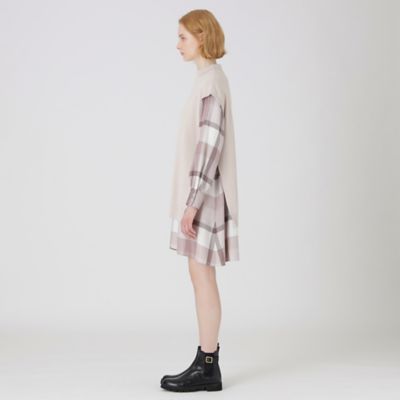 【でん】クレストブリッジチェックエアリーツイルワンピース　36 クレストブリッジチェックエアリーツイルベストコンビワンピース