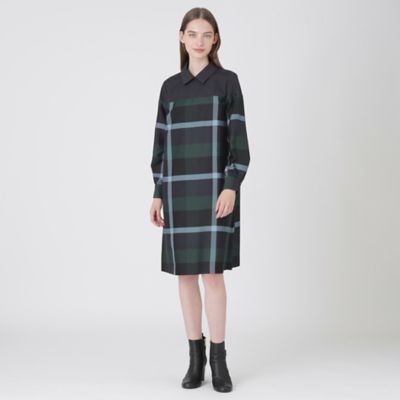 【クレストブリッジ】チェッククロッシングツイルサックドレス　ワンピース　38 クレストブリッジ】チェッククロッシングツイルサックドレス