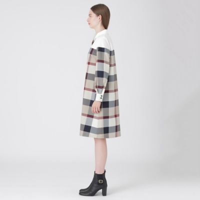 クレストブリッジ】チェッククロッシングツイルサックドレス