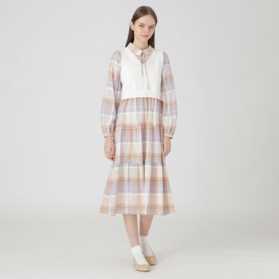 ＜BLUE LABEL CRESTBRIDGE (Women)＞クレストブリッジチェックシャドードビードッキングドレス（５５Ｊ０８５２０＿＿）