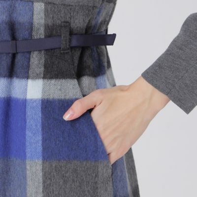 【状態良好】ブルーレーベルクレストブリッジ☆チェックブライト起毛コンビドレス クレストブリッジチェックブライト起毛コンビドレス