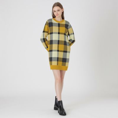クレストブリッジチェックウーリージャカードドレス