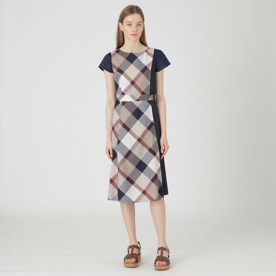 超特価セール開催！！ クレストブリッジチェックライトクロッシングツイル切替ドレス ワンピース