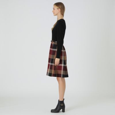 クレストブリッジチェックウールビエラスカート クレストブリッジチェックウールビエラプリーツスカート