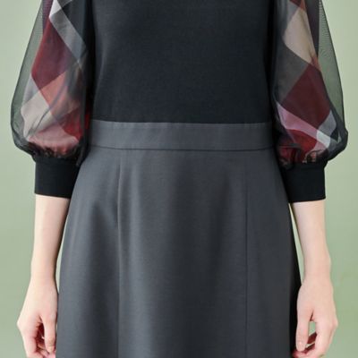 【ＷＥＢ限定】チュールスリーブニットドッキングドレス（５５Ｊ１９４６７＿＿）