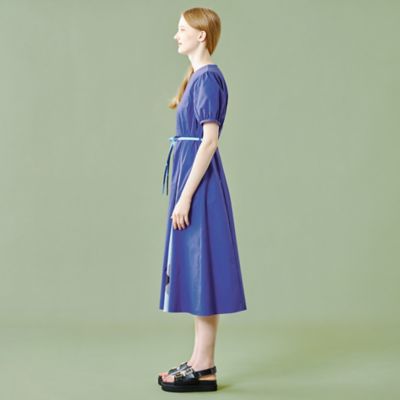 BLUE LABEL CRESTBRIDGEシルキータフタシャツドレス/ネイビ一 - ひざ丈 ...