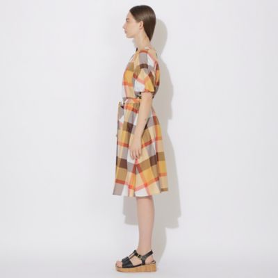 ☆BLUE LABEL CRESTBRIDGE☆【完売品】チェック柄パフスリーブ パーシャルクレストブリッジチェックスカーフ