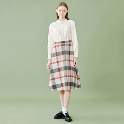 WEB限定】クレストブリッジチェッククロッシングビエラコンビドレス