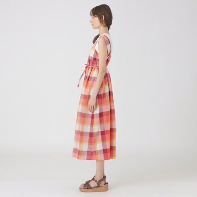 コットンリネンチェックドレス（55J22545＿＿） | BLUE