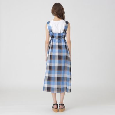 コットンリネンチェックドレス（55J22545＿＿） | BLUE