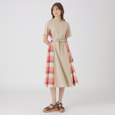 BLUE LABEL CRESTBRIDGE (Women)/ブルーレーベル・クレストブリッジ ウェザーストレッチチェックコンビドレス（５５Ｊ２４５５２＿＿）