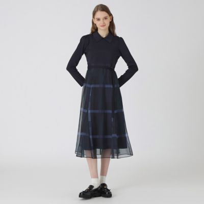 美人百花コラボ】クレストブリッジチェックオーガンプリントコンビドレス（５５Ｊ２７４７３＿＿） | BLUE LABEL CRESTBRIDGE  (Women)/ブルーレーベル・クレストブリッジ | 三越伊勢丹オンラインストア・通販【公式】