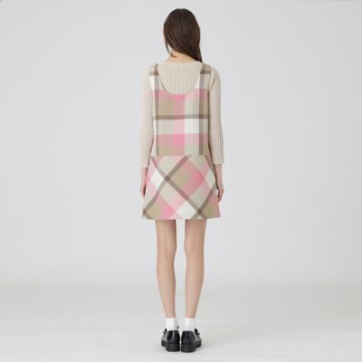 【断捨離特価・美品】BLUE LABEL/ワンピース/38/ベージュ/チェック柄 一部店舗限定】クレストブリッジチェックツィードワンピース