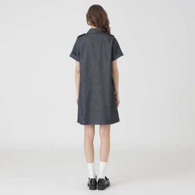 極美品❤︎ブルーレーベル シャンブレー Aライン ワンピース ボウタイ ストレッチ 店舗限定】スラブシャンブレーデニムワンピース（55J33507＿＿