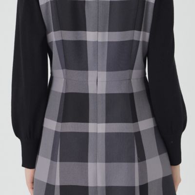 極美品✨本社エリア限定品 クレストブリッジチェックウールビエラ異素材コンビドレス 本社エリア限定】クレストブリッジチェックウールビエラ異素材