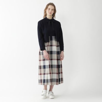 クレストブリッジチェックエアリーツイル カットソーコンビワンピース 