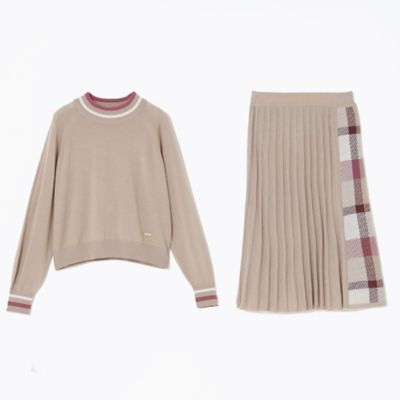 クレストブリッジチェックジャカードニットセットアップワンピース 