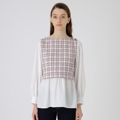 ＜BLUE LABEL CRESTBRIDGE (Women)＞クレストブリッジチェックファンシーリングツイードドッキングブラウス（５５Ｍ０１１０１＿＿）