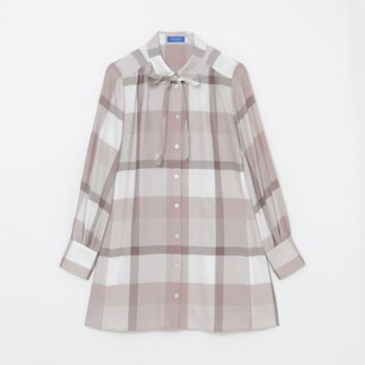 クレストブリッジチェックエアリーツイルブラウス（５５Ｍ０３１０２＿＿）