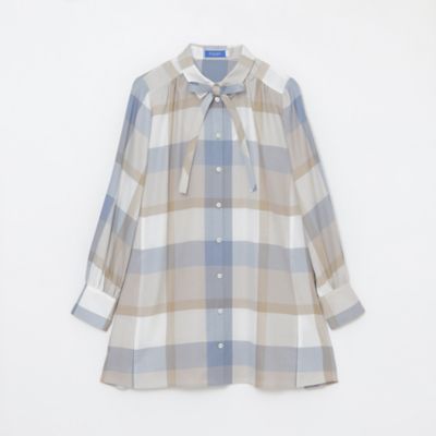 クレストブリッジチェックエアリーツイルブラウス（５５Ｍ０３１０２＿＿）