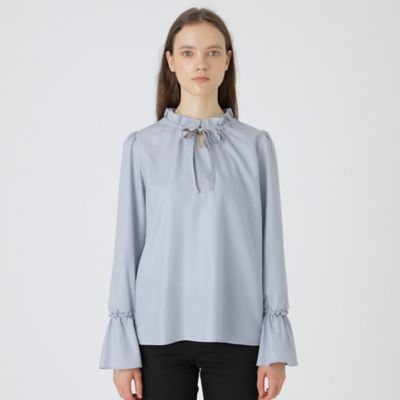 【タグ付き　未使用】ブルーレーベルクレストブリッジ　マイクロピーチスパンブラウス マイクロピーチスパンスタンドフリルブラウス（55M03238＿＿