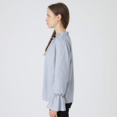 マイクロピーチスパンスタンドフリルブラウス