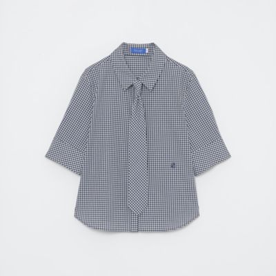 美品 ブルーレーベル クレストブリッジ チェック レース プリント ブラウス クレストブリッジギンガムチェックブラウス