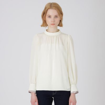 ＜BLUE LABEL CRESTBRIDGE (Women)＞ソフトデシンブラウス（５５Ｍ０５１２８＿＿）