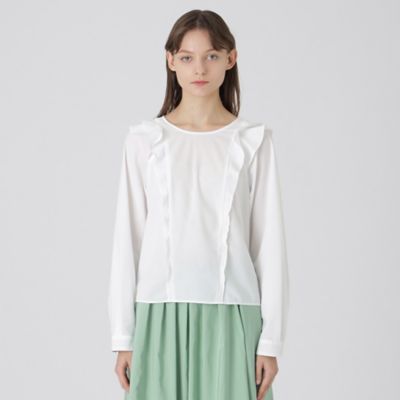 BLUE LABEL CRESTBRIDGE (Women)/ブルーレーベル・クレストブリッジ コットンライクナチュラルローンフリルブラウス(55M07523__)