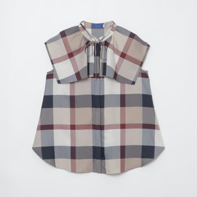 クレストブリッジチェックライトクロッシングツイルケープブラウス（５５Ｍ０９５１０＿＿）