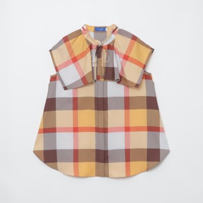 クレストブリッジチェックライトクロッシングツイルケープブラウス（５５Ｍ０９５１０＿＿）