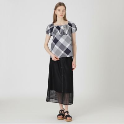 クレストブリッジチェックライトクロッシングツイルスクエアネックブラウス（５５Ｍ１０５１０＿＿）