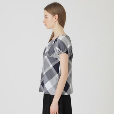 クレストブリッジチェックライトクロッシングツイルスクエアネックブラウス（５５Ｍ１０５１０＿＿）