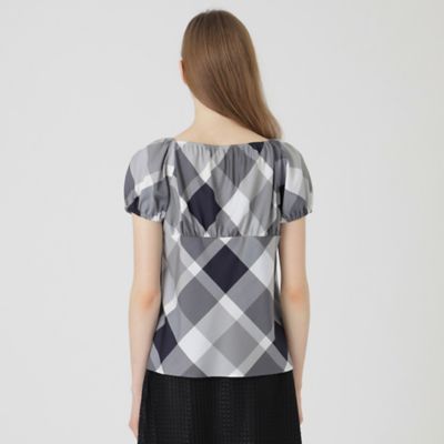 クレストブリッジチェックライトクロッシングツイルスクエアネックブラウス（５５Ｍ１０５１０＿＿）