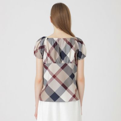 クレストブリッジチェックライトクロッシングツイルスクエアネックブラウス（５５Ｍ１０５１０＿＿）
