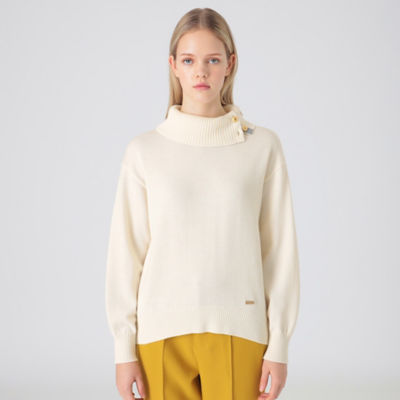 ＜BLUE LABEL CRESTBRIDGE (Women)＞ウォッシャブルウールゴールドボタンプルオーバー（５５Ｎ０６２５３＿＿）