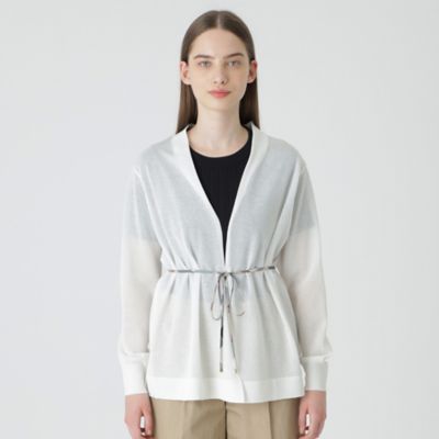 ＜BLUE LABEL CRESTBRIDGE (Women)＞シアーニットボタンレスカーディガン（５５Ｎ０７５４１＿＿）