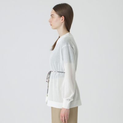 ブルーレーベルクレストブリッジ 25SS シアーニットボタンレスカーディガン BLUE LABEL CRESTBRIDGE カーディガン シアーニットボタンレス