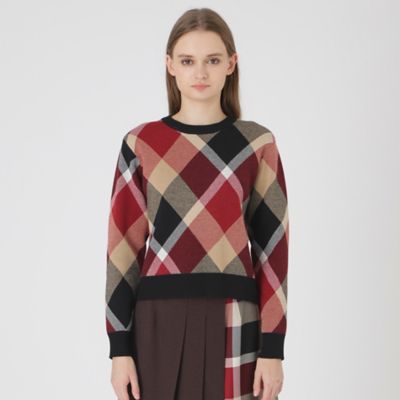 クレストブリッジチェックウーリージャカードプルオーバー