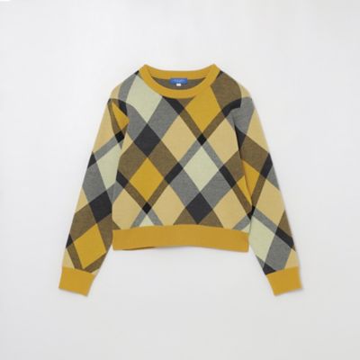 クレストブリッジチェックウーリージャカードプルオーバー