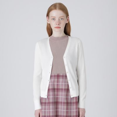 ＜BLUE LABEL CRESTBRIDGE (Women)＞アセテートコットンリブニットカーディガン（５５Ｎ０９１７５＿＿）