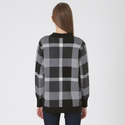 クレストブリッジチェックウーリージャカードカーディガン