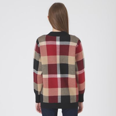 クレストブリッジチェックウーリージャカードカーディガン クレストブリッジチェックウーリージャカードカーディガン