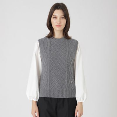 ブルーレーベル　クレストブリッジ　ウールニットセーター　ブルーチェック　38 ブルーレーベルクレストブリッジ BLUE LABEL CRESTBRIDGE 両畦