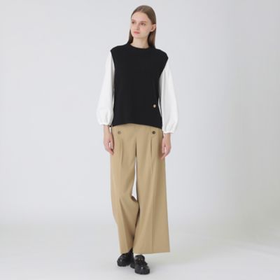 BLUE LABEL CRESTBRIDGE◆ブラウス付きニットベスト/38/コットン/ブルー×ホワイト/55N12440 ブルーレーベルクレストブリッジ BLUE LABEL CRESTBRIDGE