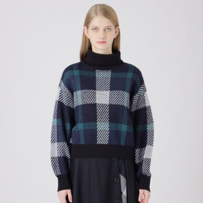 ヘアリークレストブリッジチェックジャカードタートルネック（５５Ｎ１４８０９＿＿）