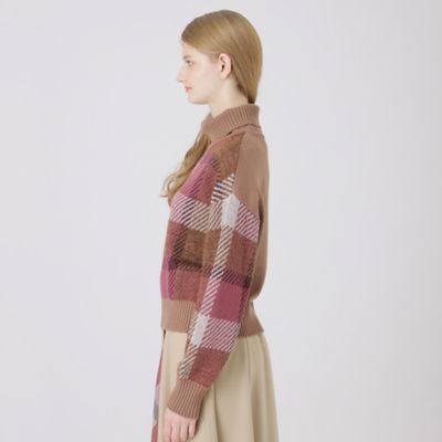 ヘアリークレストブリッジチェックジャカードタートルネック（５５Ｎ１４８０９＿＿）