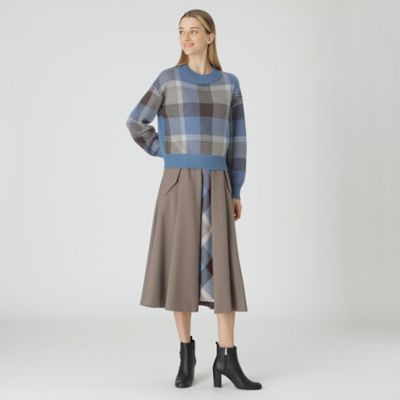 ヘアリークレストブリッジチェックジャカードニット