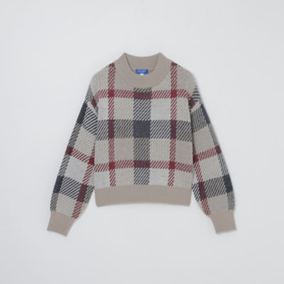 ヘアリークレストブリッジチェックジャカードニット