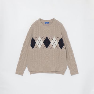 【ＷＥＢ限定】アランパターンアーガイルミックスニット（５５Ｎ１９２１７＿＿）